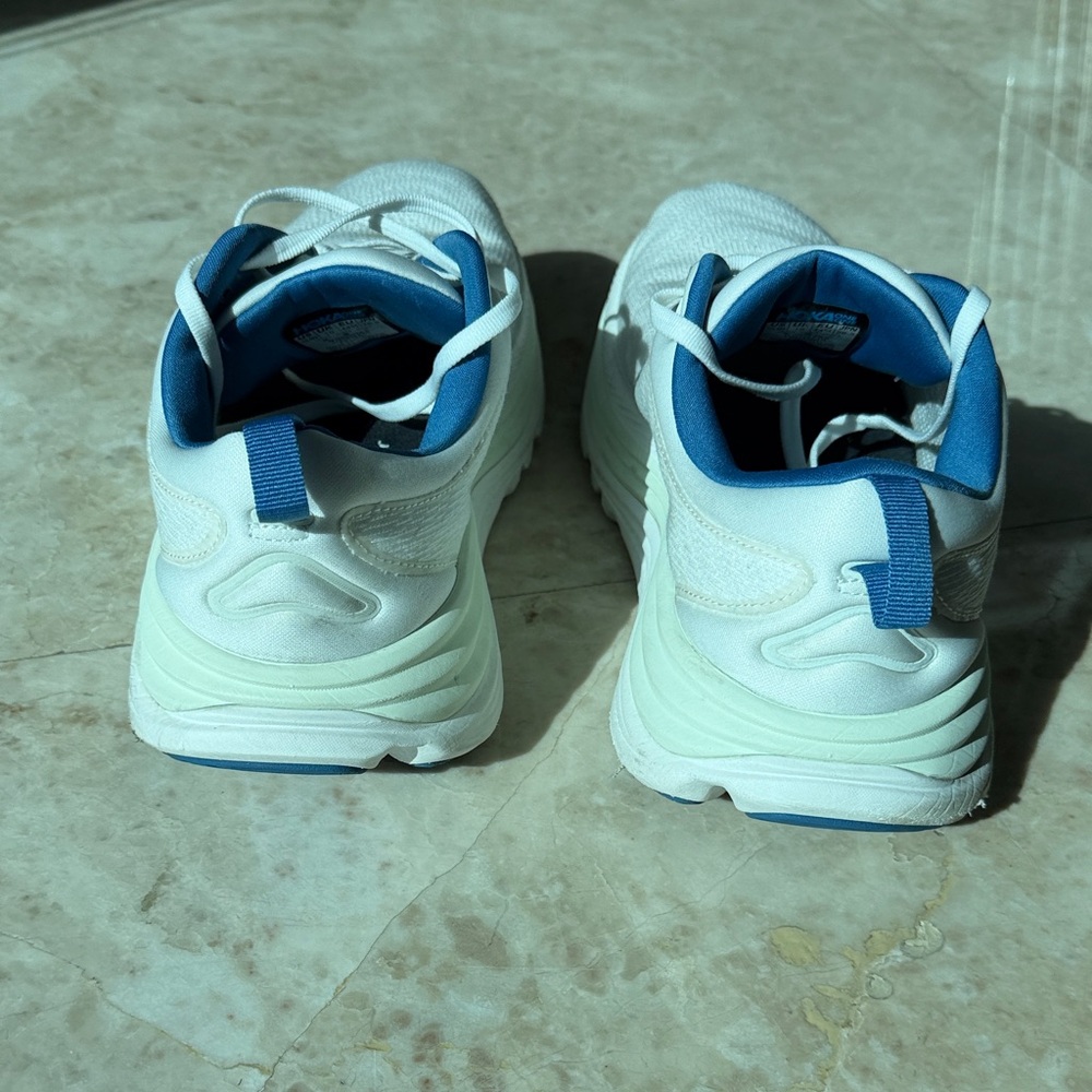 Hoka White and Blue Sneakers with Gold Logo - Picture 2 of 6